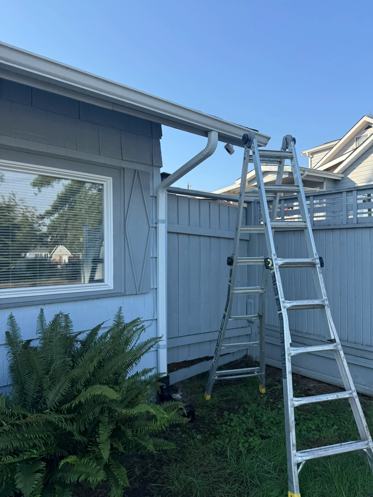 Slimline cistern connected to a downspout
