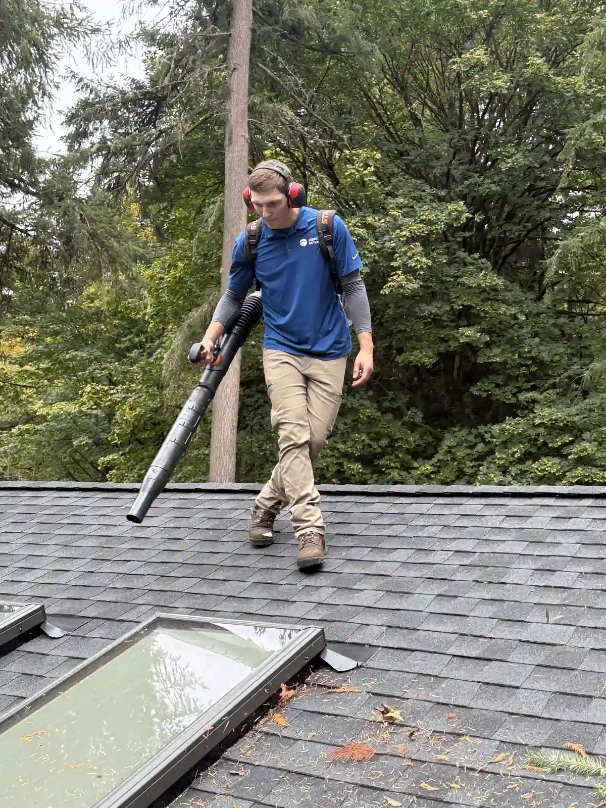 Redmond Ridge – May 2026: Technician correcting attic exhaust pathway at roofline.